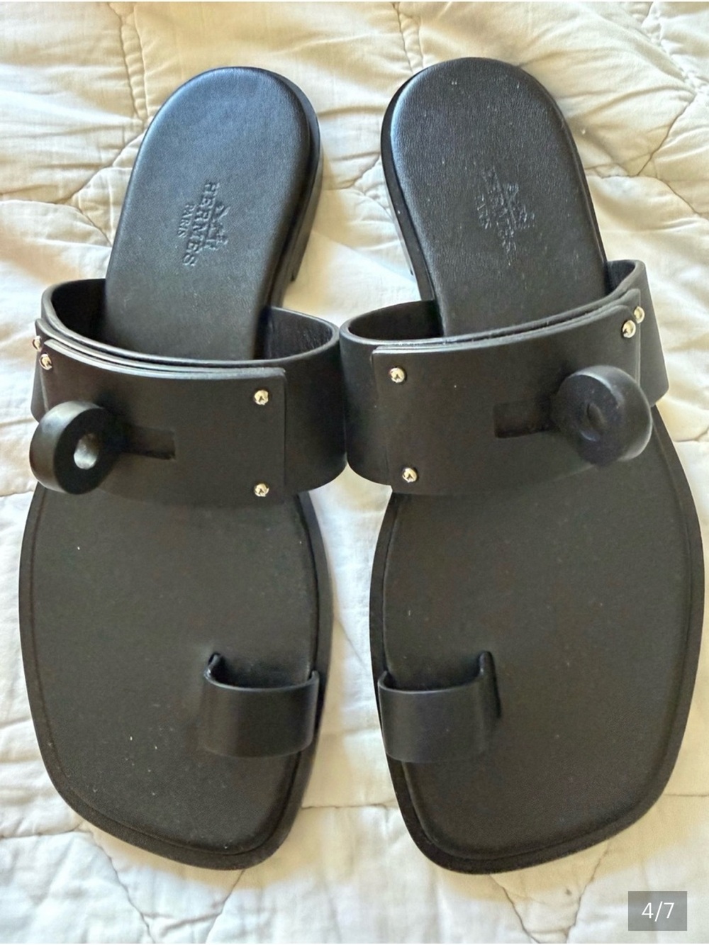 Hermes July Sandal - Black, Size 37.5/7.5 - Picture 4 of 6